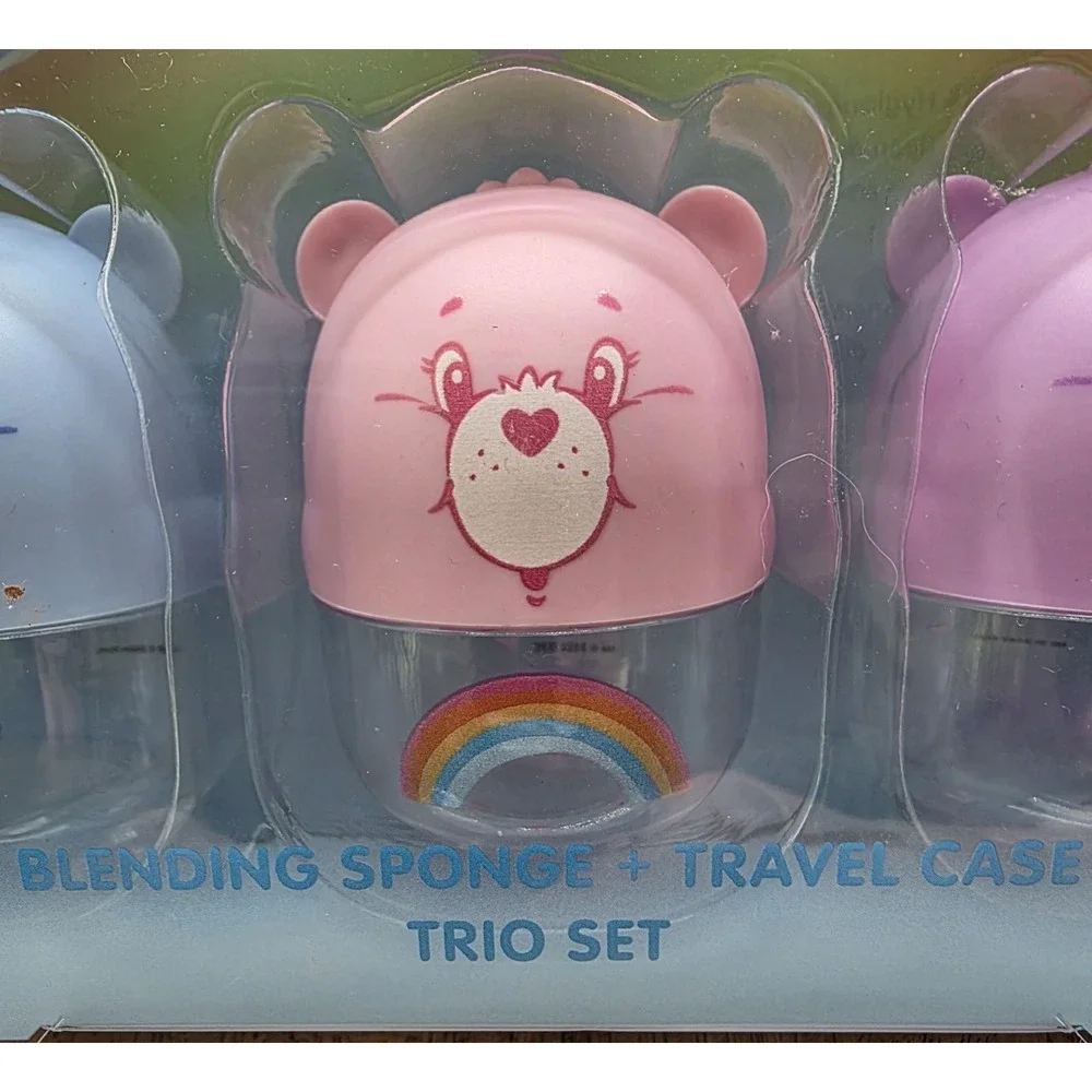 Care Bears Accessories Cosmetic Pouch LED Mirror Spong‎ & Travel Case New #0188